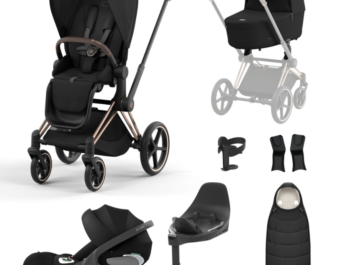 Cybex Priam Travel System Bundle Rose Gold Sepia Black PLUS Simply Baby Lancaster